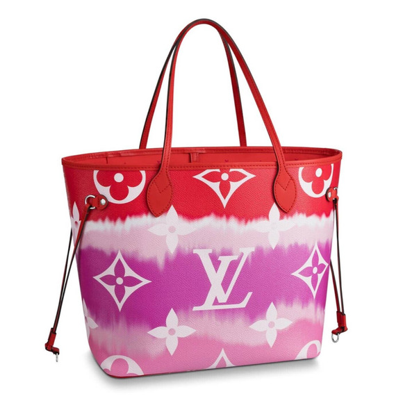 Louis Vuitton Escale Neverfull MM Red White Tie Dye Tote Handle Shoulder Bag - Picture 3 of 12